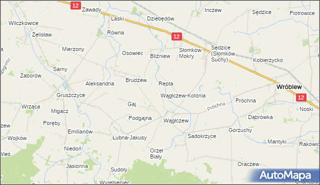 mapa Wągłczew-Kolonia, Wągłczew-Kolonia na mapie Targeo