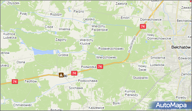 mapa Wierzchowiec, Wierzchowiec na mapie Targeo