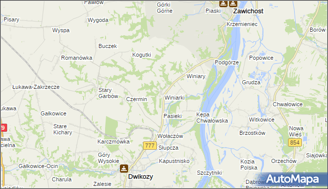 mapa Winiarki, Winiarki na mapie Targeo