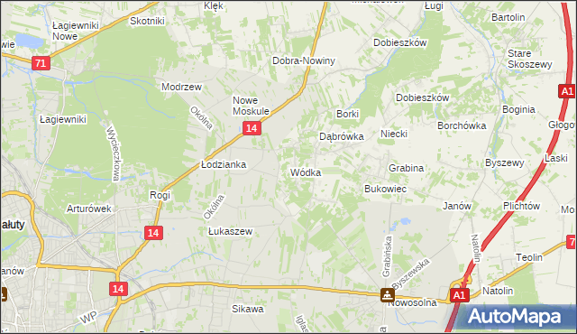 mapa Wódka gmina Nowosolna, Wódka gmina Nowosolna na mapie Targeo