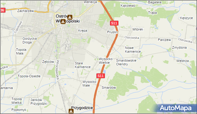mapa Wysocko Wielkie, Wysocko Wielkie na mapie Targeo