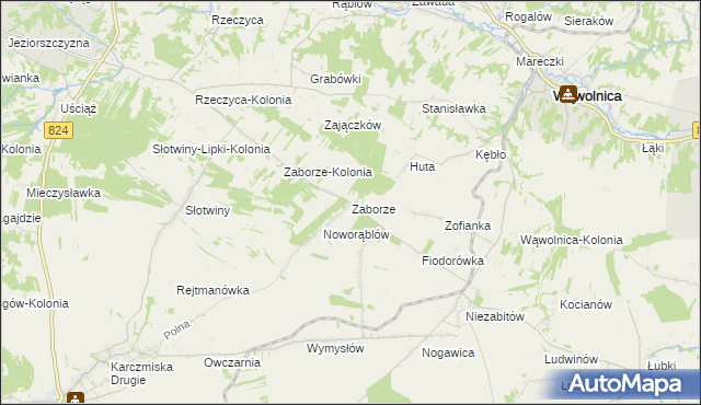 mapa Zaborze gmina Karczmiska, Zaborze gmina Karczmiska na mapie Targeo