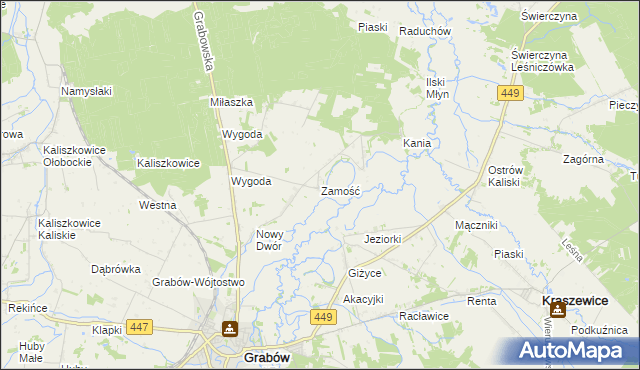 mapa Zamość gmina Sieroszewice, Zamość gmina Sieroszewice na mapie Targeo