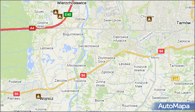 mapa Zbylitowska Góra, Zbylitowska Góra na mapie Targeo