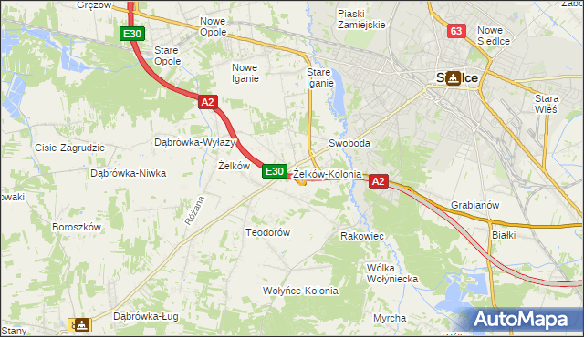 mapa Żelków-Kolonia, Żelków-Kolonia na mapie Targeo