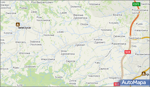 mapa Zgłobień, Zgłobień na mapie Targeo