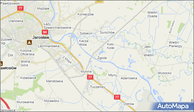 mapa Zgoda gmina Jarosław, Zgoda gmina Jarosław na mapie Targeo