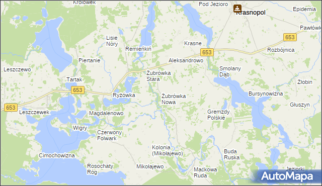 mapa Żubrówka Nowa, Żubrówka Nowa na mapie Targeo