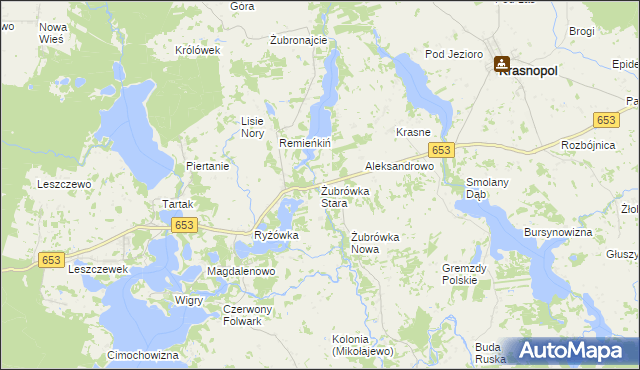 mapa Żubrówka Stara, Żubrówka Stara na mapie Targeo