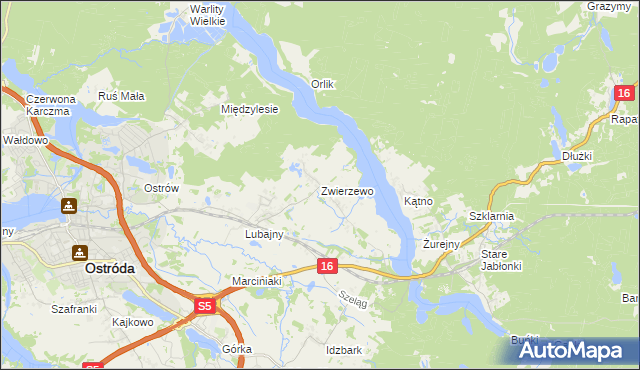 mapa Zwierzewo, Zwierzewo na mapie Targeo