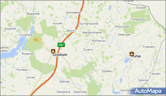 mapa Żyrwiny, Żyrwiny na mapie Targeo