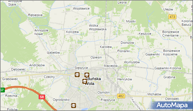 mapa Beniaminów gmina Zduńska Wola, Beniaminów gmina Zduńska Wola na mapie Targeo