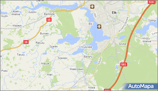 mapa Chruściele gmina Ełk, Chruściele gmina Ełk na mapie Targeo