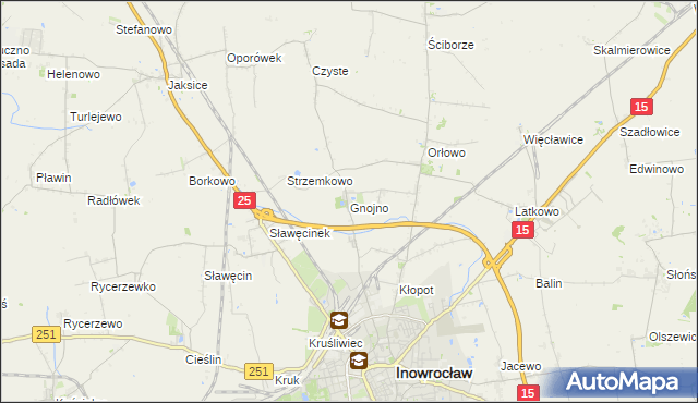 mapa Gnojno gmina Inowrocław, Gnojno gmina Inowrocław na mapie Targeo