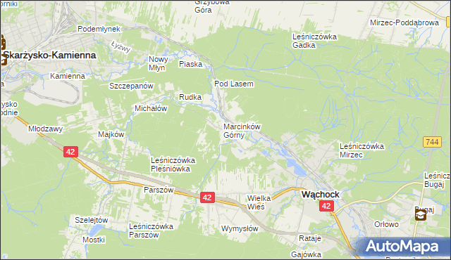 mapa Marcinków gmina Wąchock, Marcinków gmina Wąchock na mapie Targeo