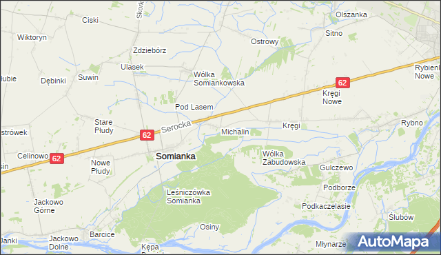 mapa Michalin gmina Somianka, Michalin gmina Somianka na mapie Targeo