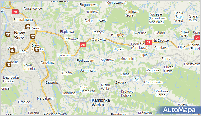 mapa Mystków, Mystków na mapie Targeo