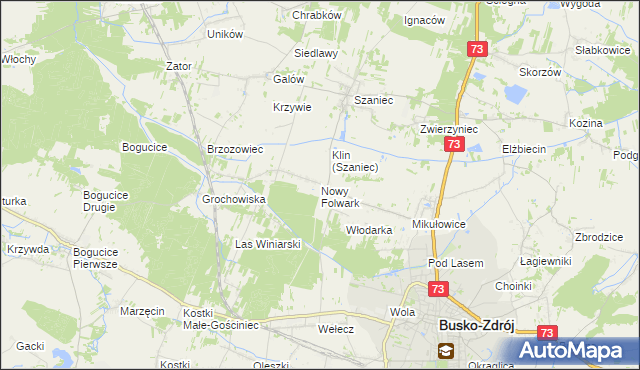 mapa Nowy Folwark gmina Busko-Zdrój, Nowy Folwark gmina Busko-Zdrój na mapie Targeo
