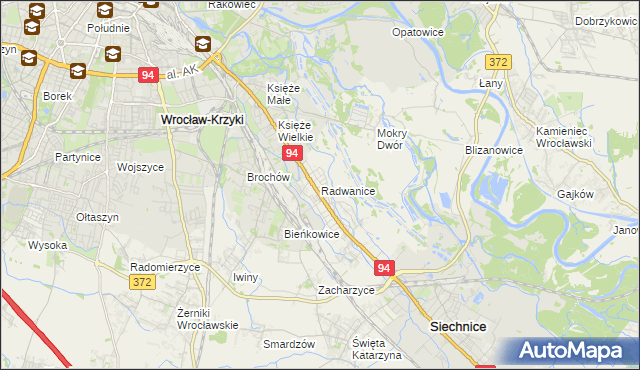 mapa Radwanice gmina Siechnice, Radwanice gmina Siechnice na mapie Targeo