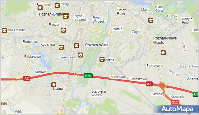 mapa Starołęka, Starołęka na mapie Targeo