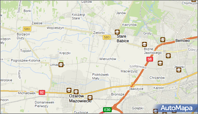 mapa Wieruchów, Wieruchów na mapie Targeo