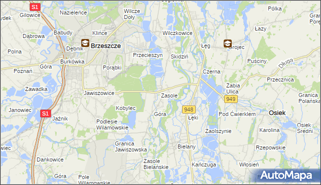 mapa Zasole, Zasole na mapie Targeo