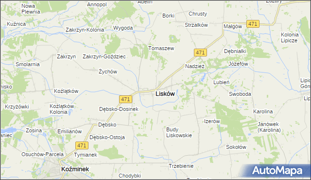 mapa Lisków, Lisków na mapie Targeo