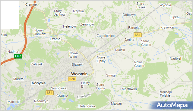 mapa Nowe Lipiny, Nowe Lipiny na mapie Targeo