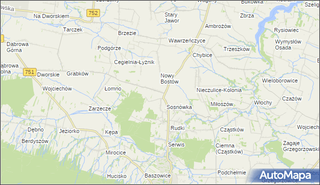 mapa Stary Bostów, Stary Bostów na mapie Targeo