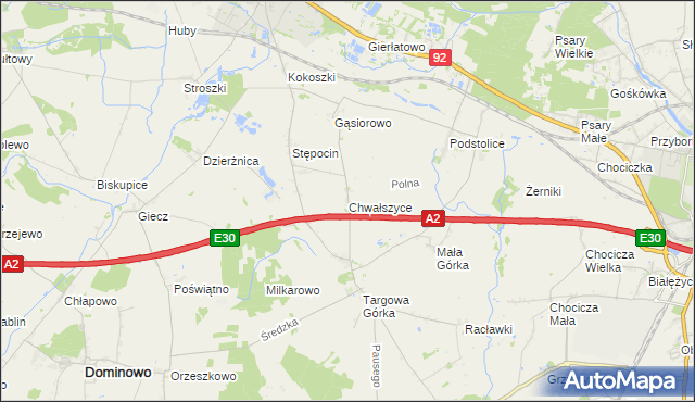 mapa Chwałszyce, Chwałszyce na mapie Targeo