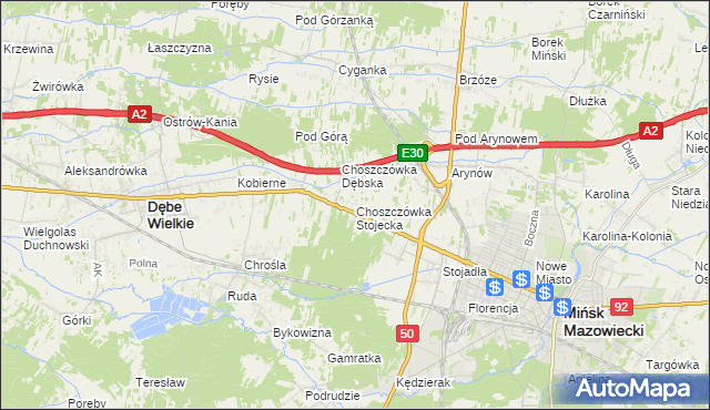 mapa Choszczówka Stojecka, Choszczówka Stojecka na mapie Targeo