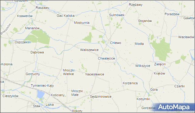 mapa Chwalęcice gmina Goszczanów, Chwalęcice gmina Goszczanów na mapie Targeo