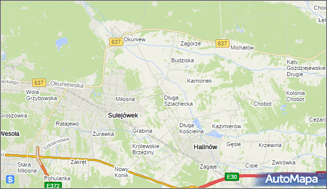 mapa Długa Szlachecka, Długa Szlachecka na mapie Targeo