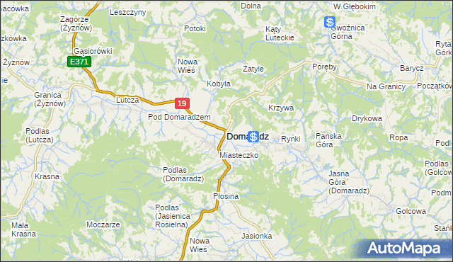 mapa Domaradz powiat brzozowski, Domaradz powiat brzozowski na mapie Targeo
