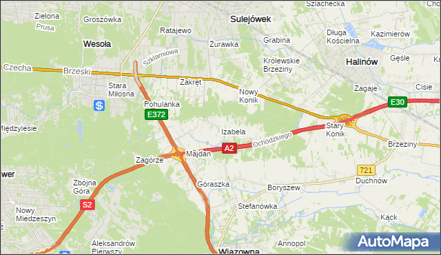 mapa Izabela gmina Wiązowna, Izabela gmina Wiązowna na mapie Targeo