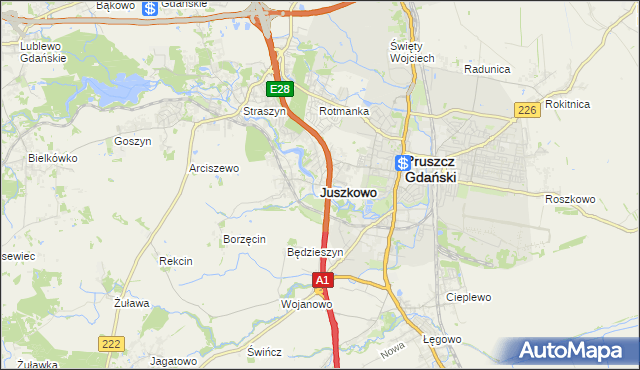 mapa Juszkowo, Juszkowo na mapie Targeo