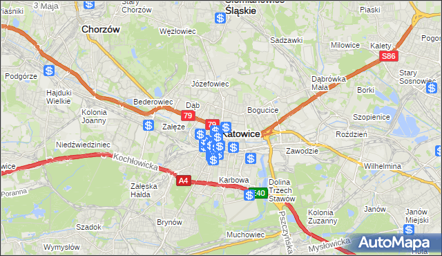 mapa Katowic, Katowice na mapie Targeo