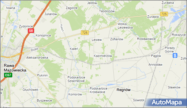 mapa Kazimierzów gmina Regnów, Kazimierzów gmina Regnów na mapie Targeo
