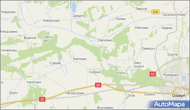 mapa Kosowo Osada, Kosowo Osada na mapie Targeo