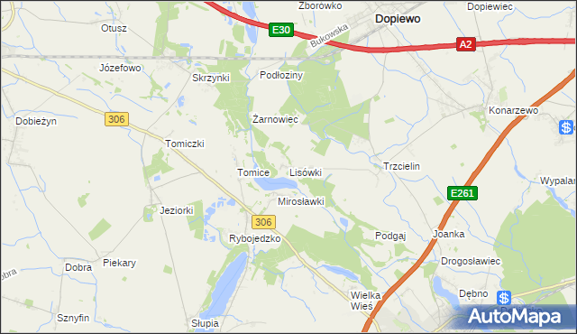 mapa Lisówki, Lisówki na mapie Targeo