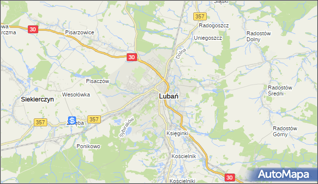 mapa Lubań, Lubań na mapie Targeo