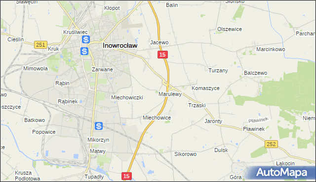 mapa Marulewy, Marulewy na mapie Targeo