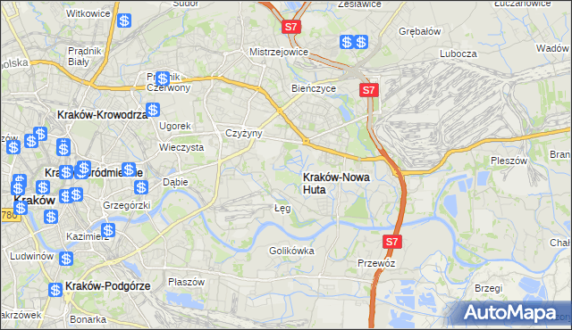 mapa Nowa Huta gmina Kraków, Nowa Huta gmina Kraków na mapie Targeo