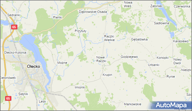 mapa Nowe Raczki, Nowe Raczki na mapie Targeo