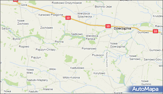 mapa Pomianowo gmina Dzierzążnia, Pomianowo gmina Dzierzążnia na mapie Targeo