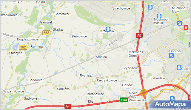 mapa Smolec, Smolec na mapie Targeo