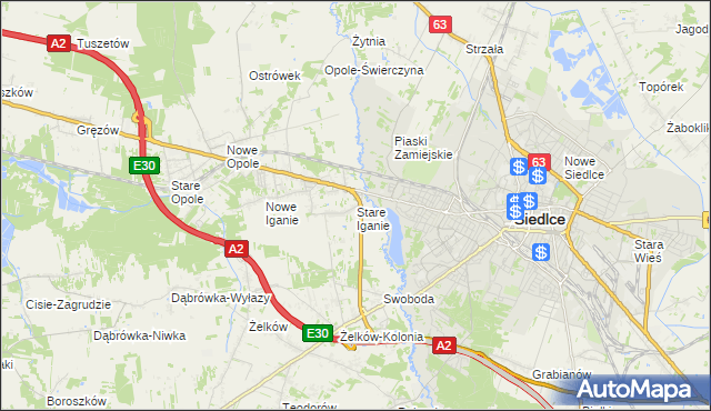 mapa Stare Iganie, Stare Iganie na mapie Targeo