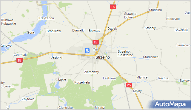 mapa Strzelno powiat mogileński, Strzelno powiat mogileński na mapie Targeo