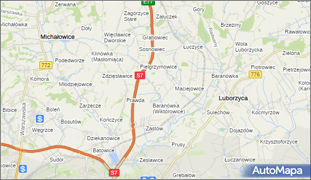 mapa Wiktorowice, Wiktorowice na mapie Targeo