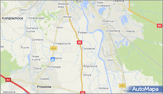 mapa Chrzowice, Chrzowice na mapie Targeo